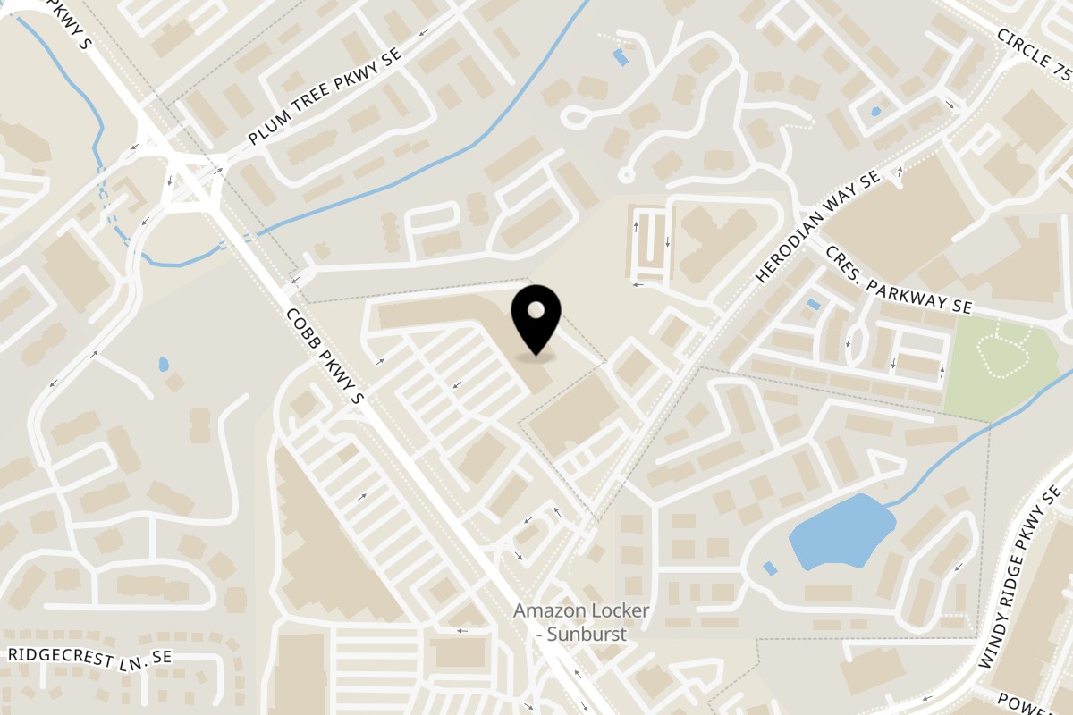 Map showing the location of The Pirate’s Boil on 2451 Cobb Pkwy SE in Smyrna